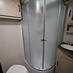 Bathroom Storage Cubbie Above Toilet, Neo-Angle Glass Shower with Vanity
 May Show Optional Features. Features and Options Subject to Change Without Notice.