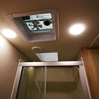 Ceiling Vent Fan in Bathroom, Skylight Shown Above Shower
 May Show Optional Features. Features and Options Subject to Change Without Notice.