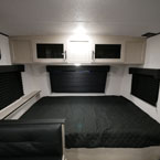 60 Inch by 80 Inch Queen Bed with Overhead Storage Above Bed.
 May Show Optional Features. Features and Options Subject to Change Without Notice.