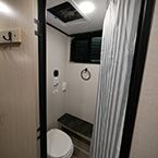 Bathroom Door Shown Open with Two Hooks On the Inside and Bathroom Interior Shown May Show Optional Features. Features and Options Subject to Change Without Notice.
