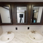 Dual sink vanity in bathroom May Show Optional Features. Features and Options Subject to Change Without Notice.