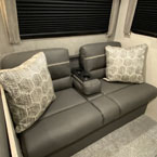 Jiffy Sofa Shown with Two Cup Holders Shown Open, Two Decorative Pillows.
 May Show Optional Features. Features and Options Subject to Change Without Notice.