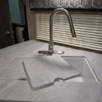 Double Bowl Sink with Sink Covers. Stainless Steel Pull-Down Faucet. 
 May Show Optional Features. Features and Options Subject to Change Without Notice.